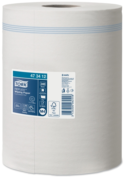 Poetspapier Tork M4 Reflex Premium 1-laags 340 vel wit 473412
