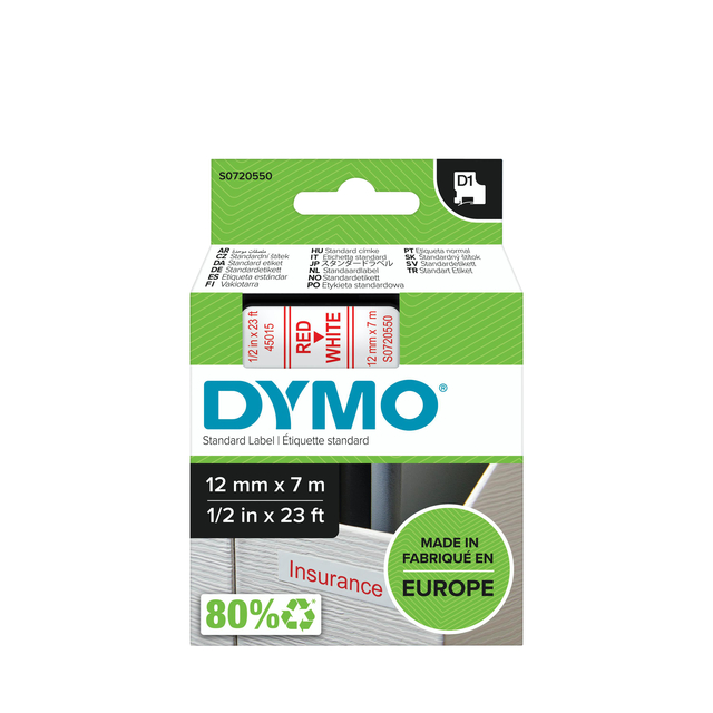 Dymo 4500 Tape Rd/Wht 45015/S0720550