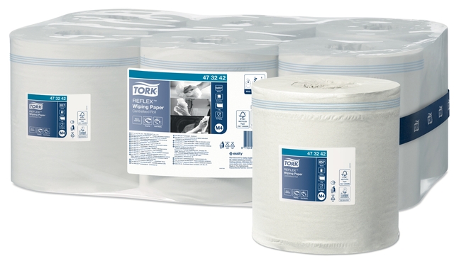 Poetspapier Tork M4 Reflex Advanced 1-laags 857 vel wit 473242