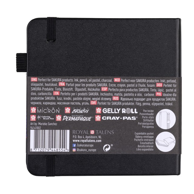 Schetsboek Sakura 80 zwarte vellen 140gr 120x120mm zwart