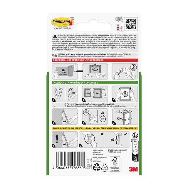 Bevestigingsstrip Command groot klik vast 7,2kg wit