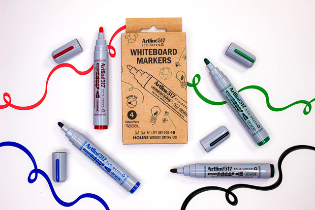 Whiteboardmarker Artline 517 Dry Safe Eco rond medium ass 4 stuks