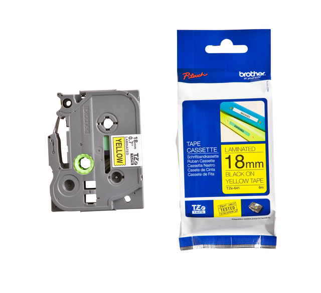Labeltape Brother P-touch TZe-641 standaard 18mm zwart op geel