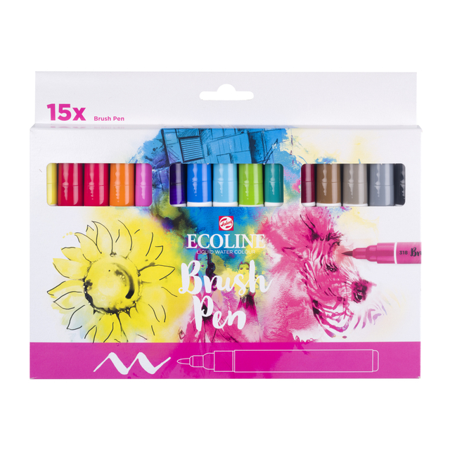 Brushpen Talens Ecoline set á 15 stuks assort