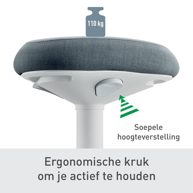 Actieve zit-sta kruk Leitz Ergo met gasveer 57-82 cm
