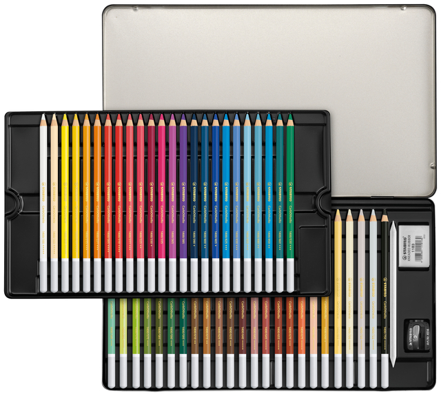 Kleurpotloden STABILO CarbOthello kalkpastel assorti blik à 48 stuk