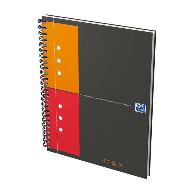 OXFORD International A5+ Hardback Twin-wire Notebook 5mm Squares 160 Pages Grey SCRIBZEE® Compatibl
