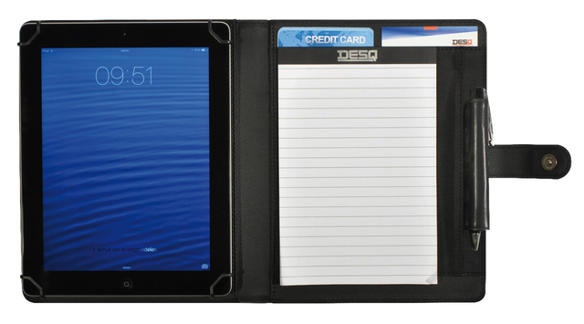 Schrijfmap DESQ voor tablet 7"-10" met sluitclip zwart