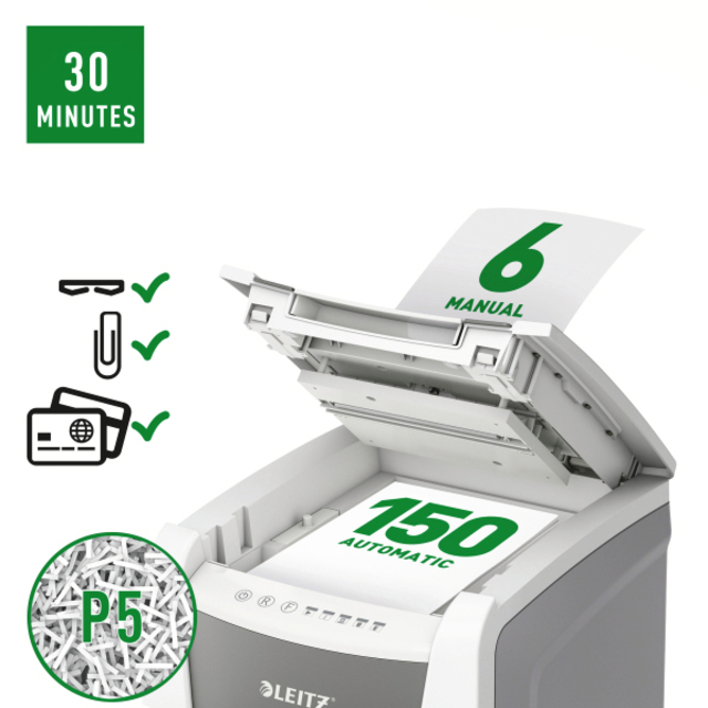 Paper shredder Leitz IQ Auto+ Office 150 P5 2x15mm