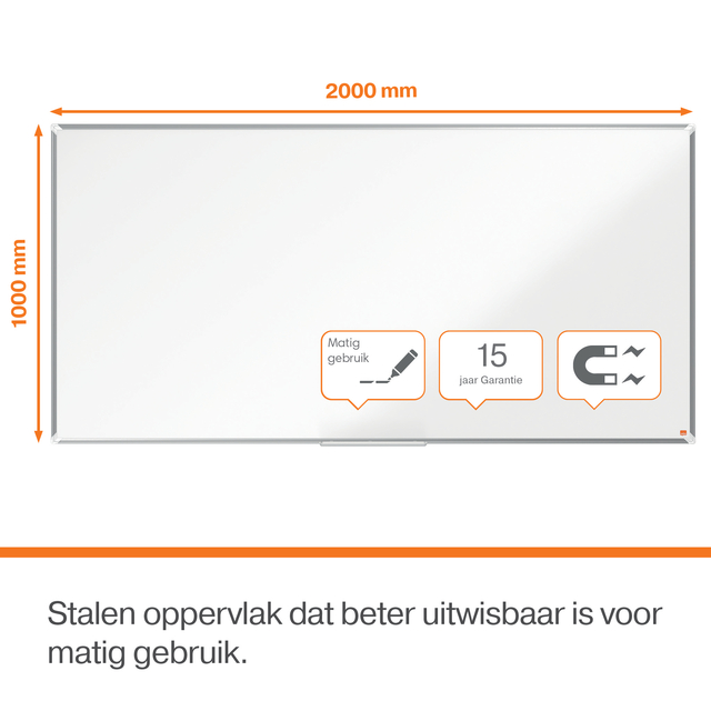Whiteboard Nobo Premium Plus 100x200cm staal