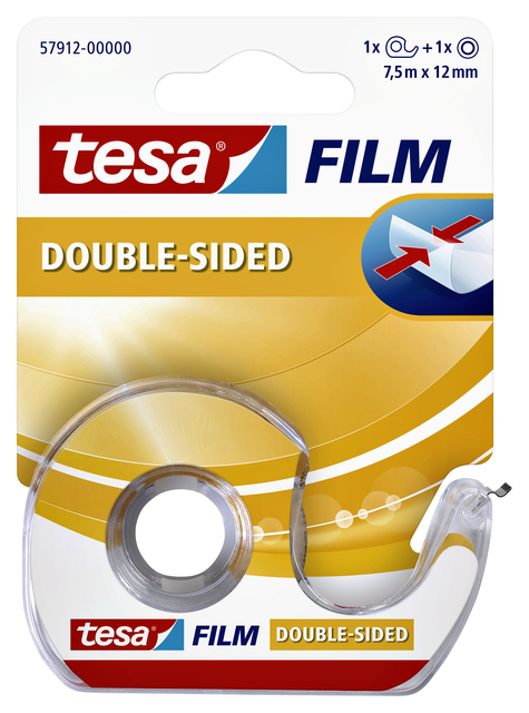 tesafilm double-sided tape, 7.5m x 12mm, Transparent  + dispenser