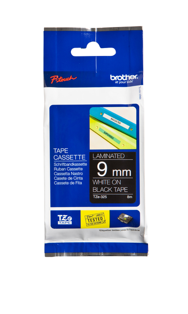 Labeltape Brother P-touch TZe-325 standard 9mm white on black