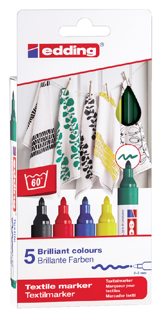 edding 4500 textile marker set of 5 assorted