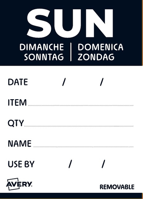 Etiket Avery HACCP zondag-zwart 40x56mm 500 stuks