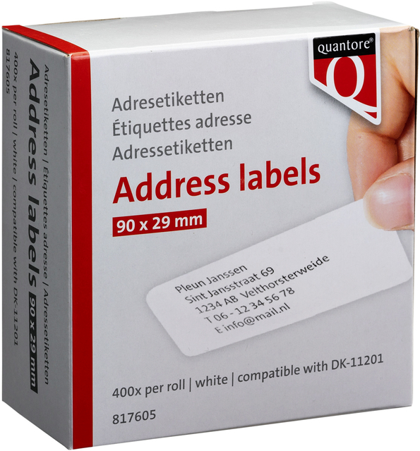 Address labels Quantore DK-11201 29x90mm white