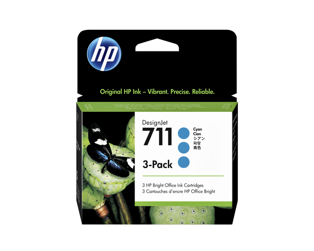 HP 711 Ink Cart 29ml Cyan Pk3 CZ134A