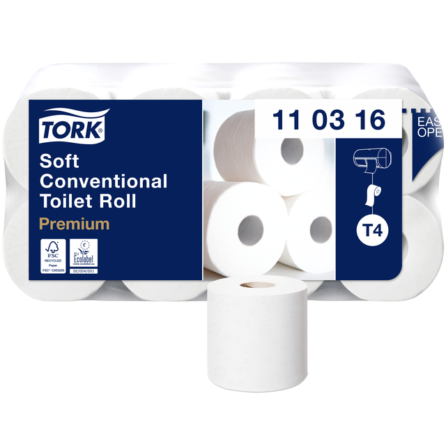 Toilet paper Tork T4 traditional Premium 3-ply 250 sheets white 110316