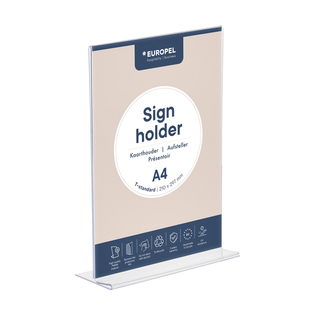 OPUS 2 Sign Holder T-Standard A4 Portrait Acryl