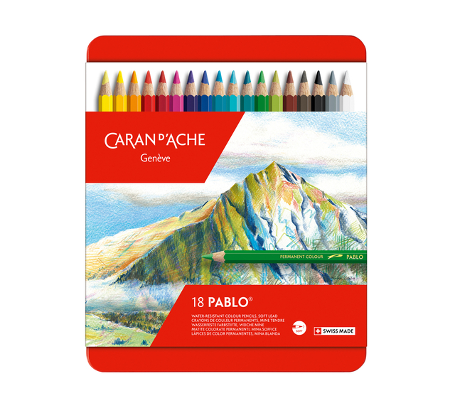 Kleurpotloden Caran d'Ache Pablo assorti blik à 18stuk