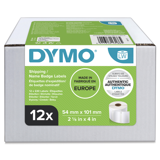 Etiket Dymo LabelWriter naamkaart 54x101mm 12 rollen á 220 stuks wi