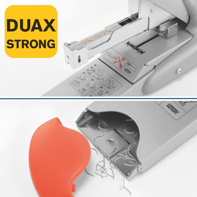 Nietmachine Rapid Supreme duax heavy duty 170 vel zilver/oranje