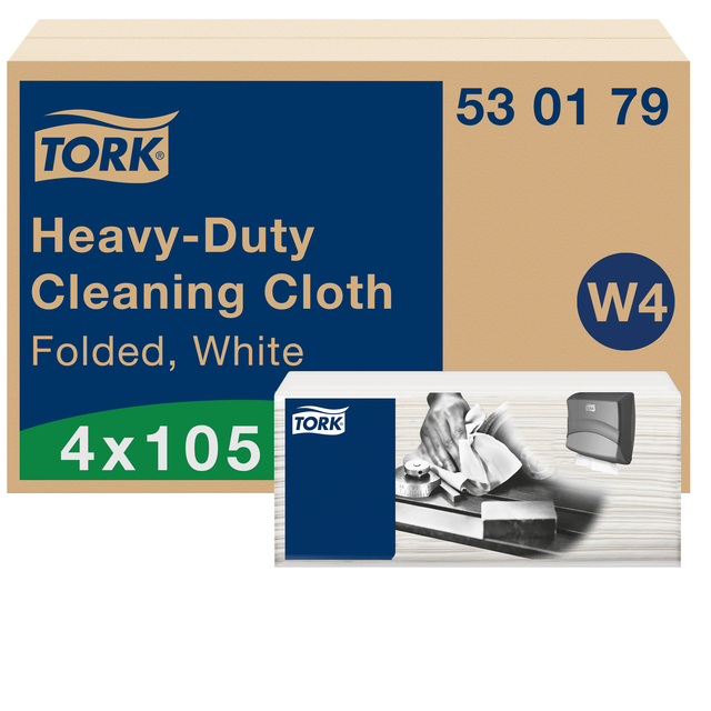 Cleaning Cloth Tork Heavy-Duty W4 Multi-Purpose Nonwoven 150 Sheets White 530179