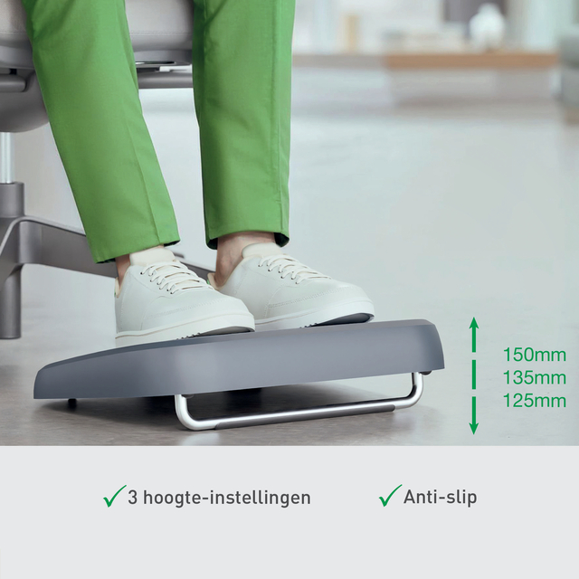 Voetensteun Leitz Ergo verstelbaar gerecycled grijs