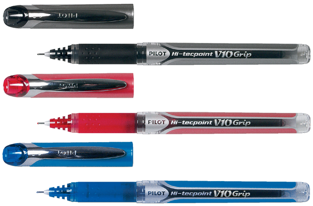 Hi-Tecpoint V10 Grip - Liquid Ink Rollerball - Black - Broad Tip