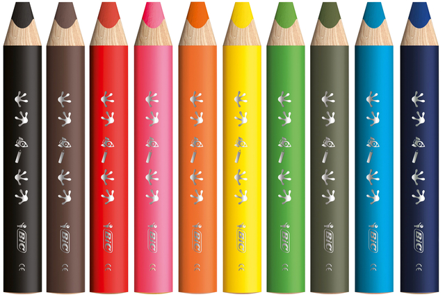 Kleurpotloden Bickids Multi Surface Class incl 2 puntenslijpers assorti 10 kleuren pak à 40 stuk