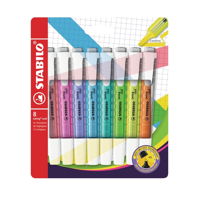 Markeerstift STABILO Swing cool 275/8 Wow assorti etui à 8 stuk