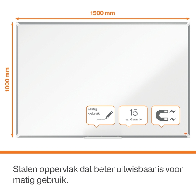 Whiteboard Nobo Premium Plus 100x150cm staal