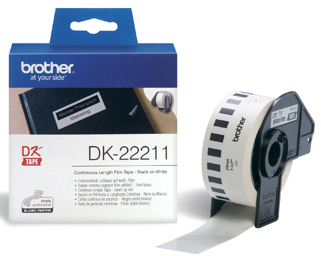 Brother DK22211 Tape 29mm wide Blk/Wht