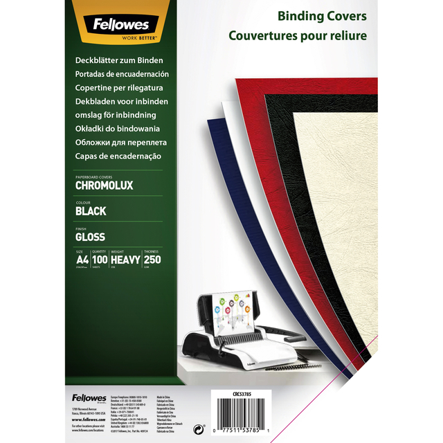 Fellowes Binding Covers Blk Gloss Pk100