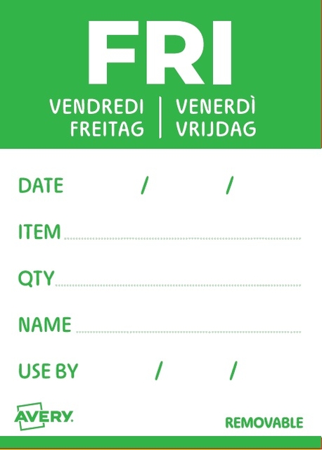Etiket Avery HACCP vrijdag-groen 40x56mm 500 stuks