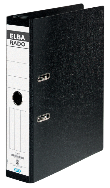 ELBA rado Suspension Lever Arch File A4, cover made of fibre board, with affixed spine label, extendible plastic mountings, spine 75cm, holds up to 200 sheets, black