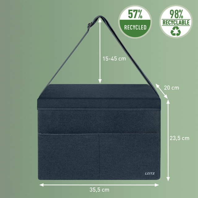 Opbergtas Leitz gestofferd met deksel compact grijs