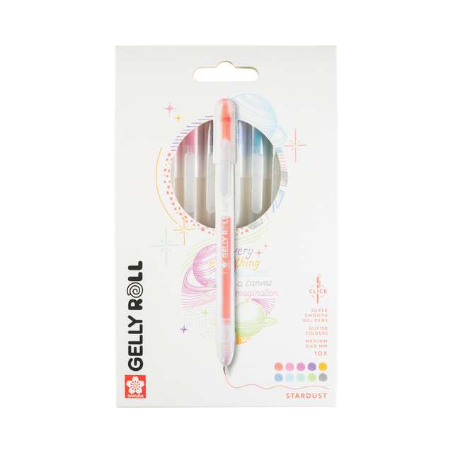 Gelschrijver Sakura Gelly Roll Stardust 08 klikfunctie set à 10 kleuren