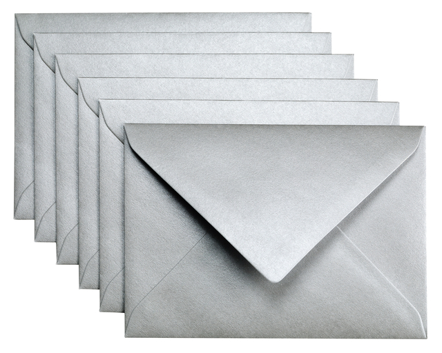 Envelop Papicolor C6 114x162mm metallic zilver pak à 6 stuk