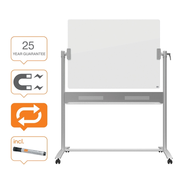 Nobo Diamond Glass Magnetic Mobile Board 1200x900mm
