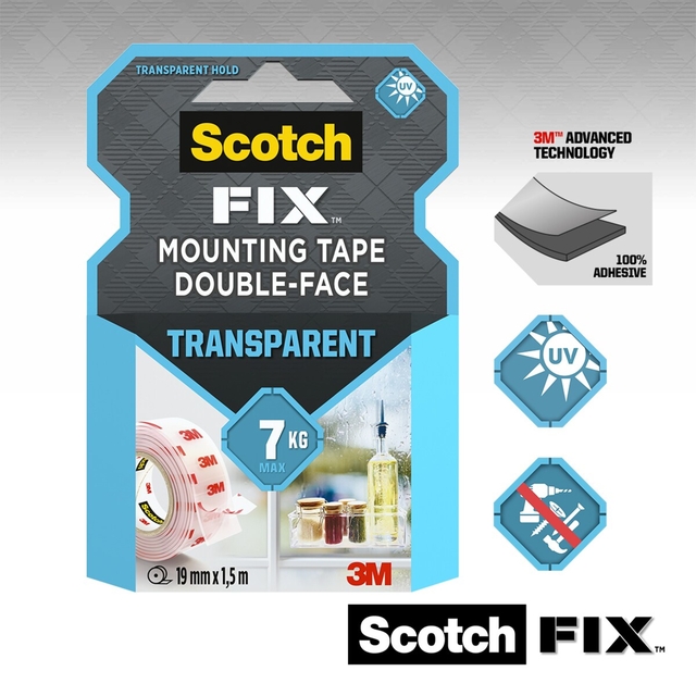 Adhesive tape Scotch double-sided adhesive tape 19mmx1.5m clear