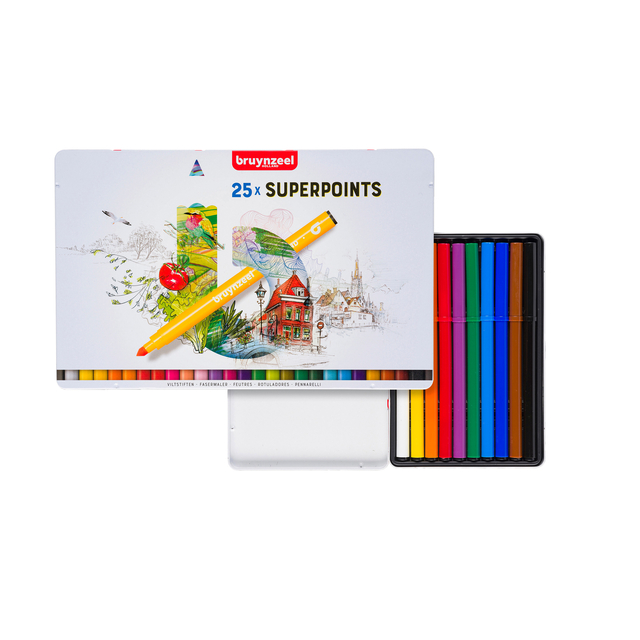 Viltstift Bruynzeel Expression super points blik à 25 stuks assort