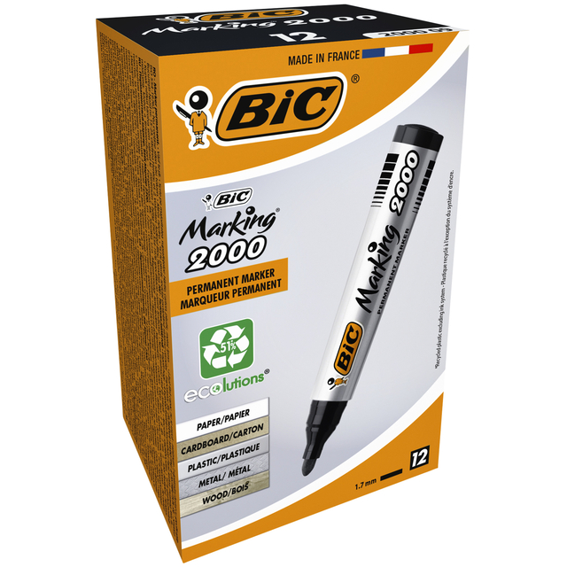 BIC 2000 Perm Marker Bullet Blk 820915