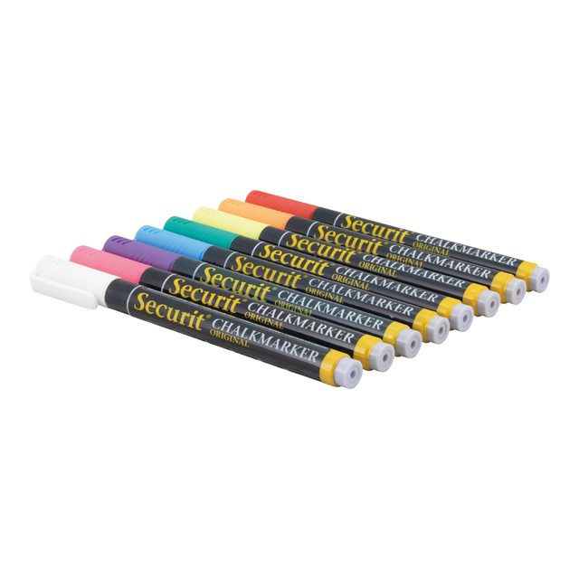 Krijtstift Securit SMA-100 rond ass 1-2mm blister à 7 stuk