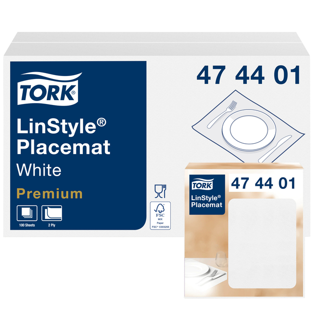 Placemats Tork LinStyle® 39x30cm 100pcs white 47440