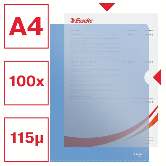 Folder Esselte basic A4 0,11mm PP blue