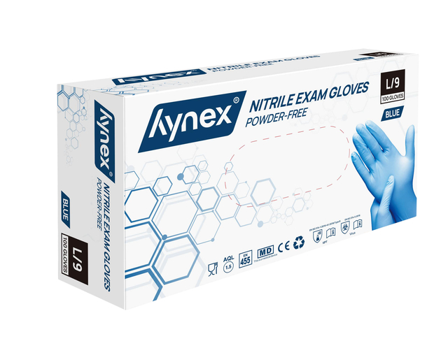 Handschoen Hynex L nitril blauw pak à 100 stuk