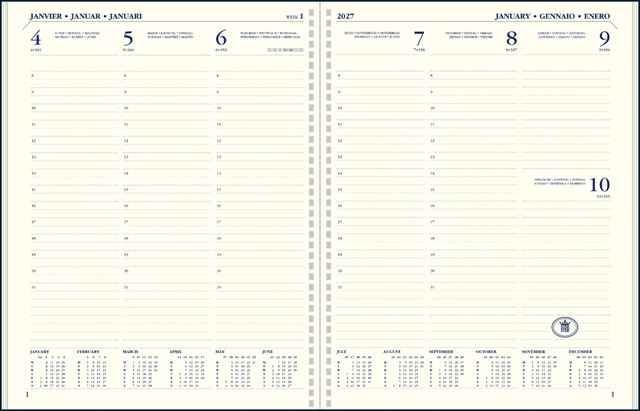 Agenda 2027 Ryam Executive Nappa 7dagen/2pagina's ringplastic zwart