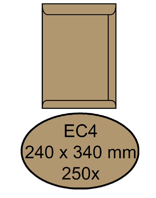 Pocket 240x340 gummed recycled brown 100gsm