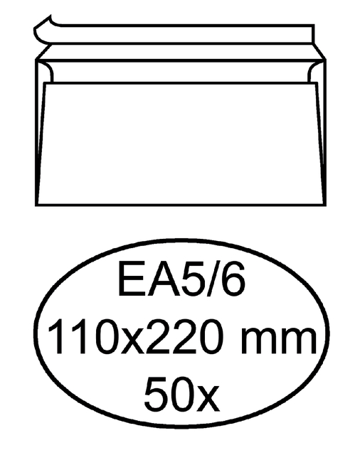 Envelop Hermes bank EA5/6 110x220mm zelfklevend wit pak à 50 stuk