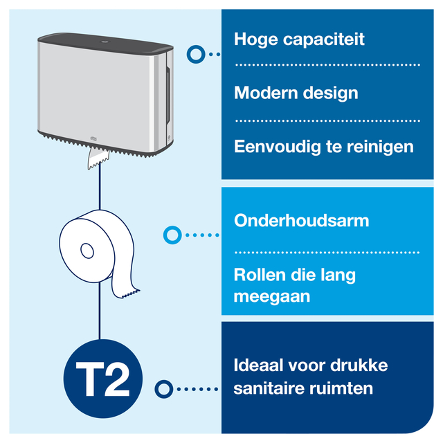 Dispenser Tork Image Line Mini Jumbo Roll T2 Image Closed - Stainless Steel 460006